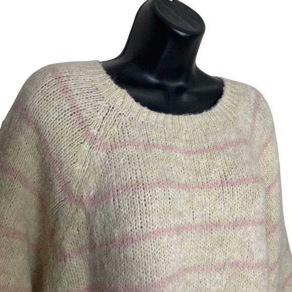 Nina Kendosa Paris Sweater Womens OS 3/4 Sleeve Wool Blend Preppy Boxy Striped - Picture 7 of 9